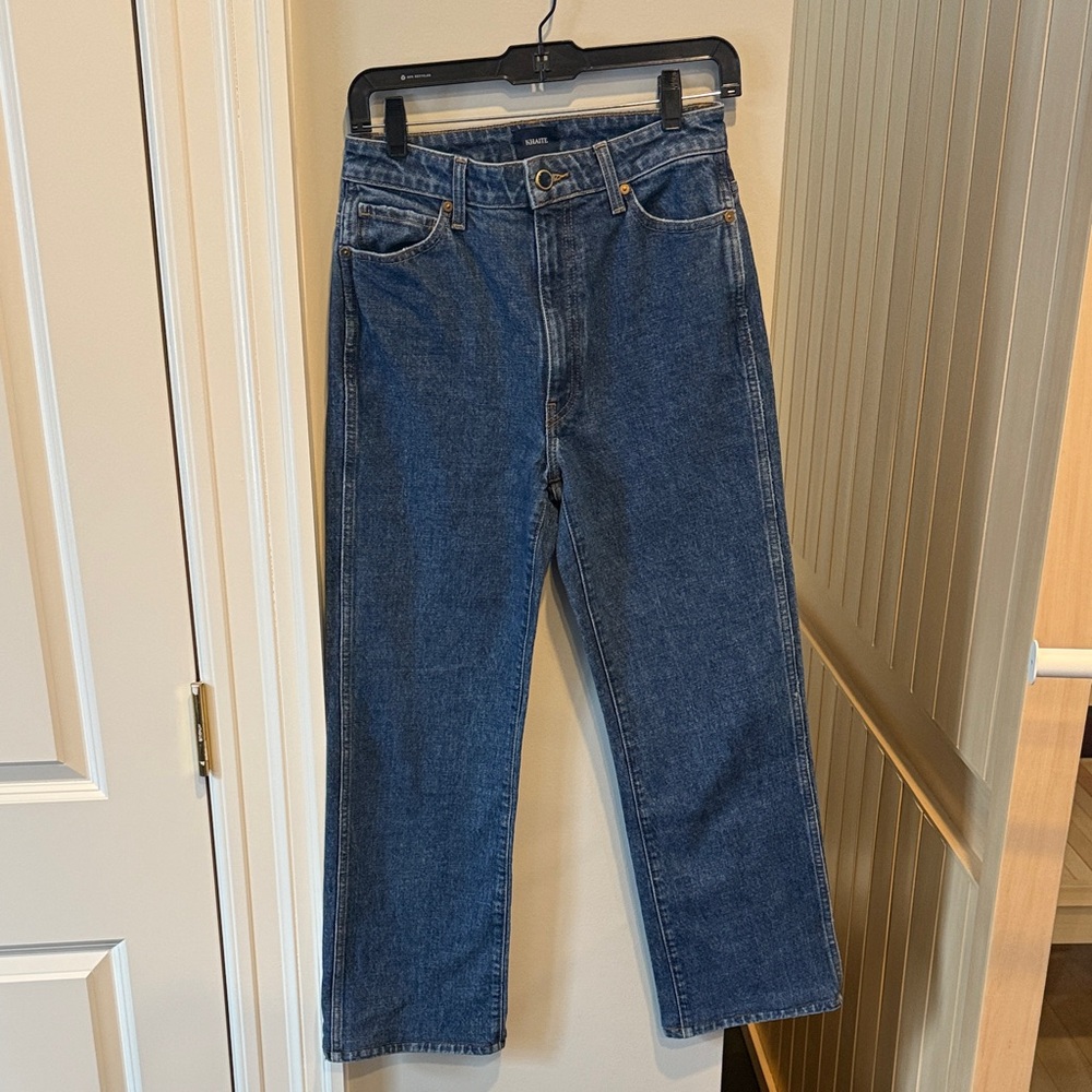 KHAITE Danielle Deep Blue Straight Jeans.